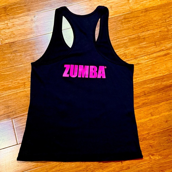 Zumba Love Black Ribbed Tank Top with Pink Heart Design Small Valentine’s Day - Picture 5 of 6